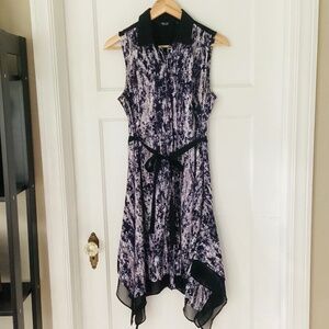 Simply Vera Vera Wang Women's M Purple Gray Abstract Collard Sleeveless Dress